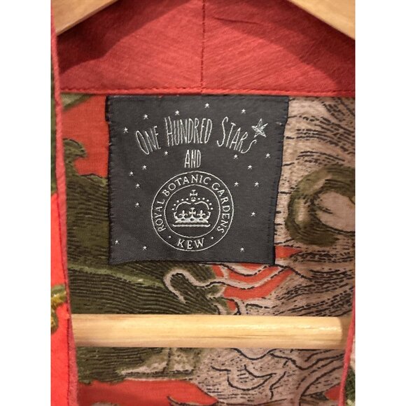 One Hundred Stars Kew Gardens Kimono Jacket Floral Print Red/Green - Picture 2 of 5